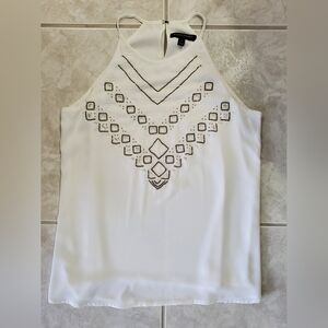 Banana Republic White Embellished Tank Top